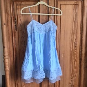 JOA blue embroidered dress